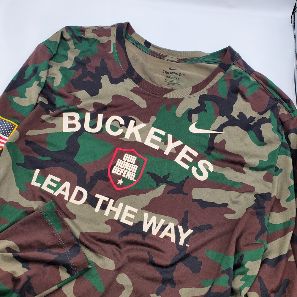 Nike Ohio State Buckeyes Camo Long Sleeve Dri-FIT Shirt Mens XXL Lead The Way